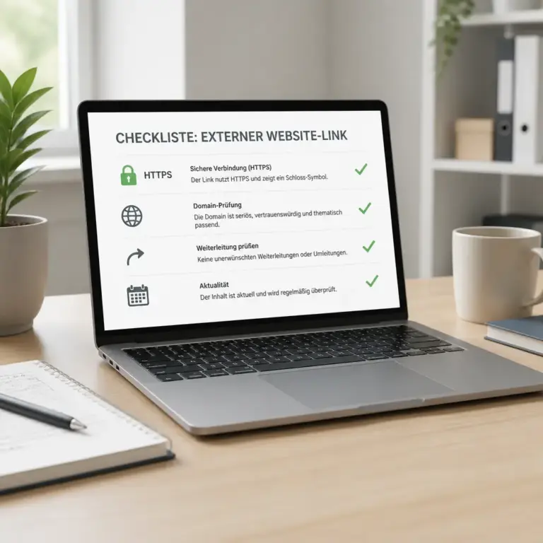 Redaktionelle Checkliste zur Pru00fcfung eines externen Links vor der Veru00f6ffentlichung
