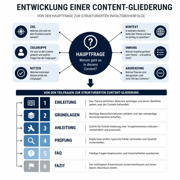 Infografik zur Entwicklung einer hierarchischen Content-Gliederung