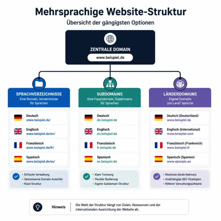 u00dcbersicht verschiedener Strukturen fu00fcr mehrsprachige Websites