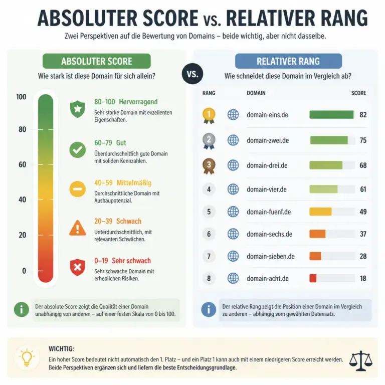 Infografik erklu00e4rt den Unterschied zwischen Domain-Score und Domain-Rang