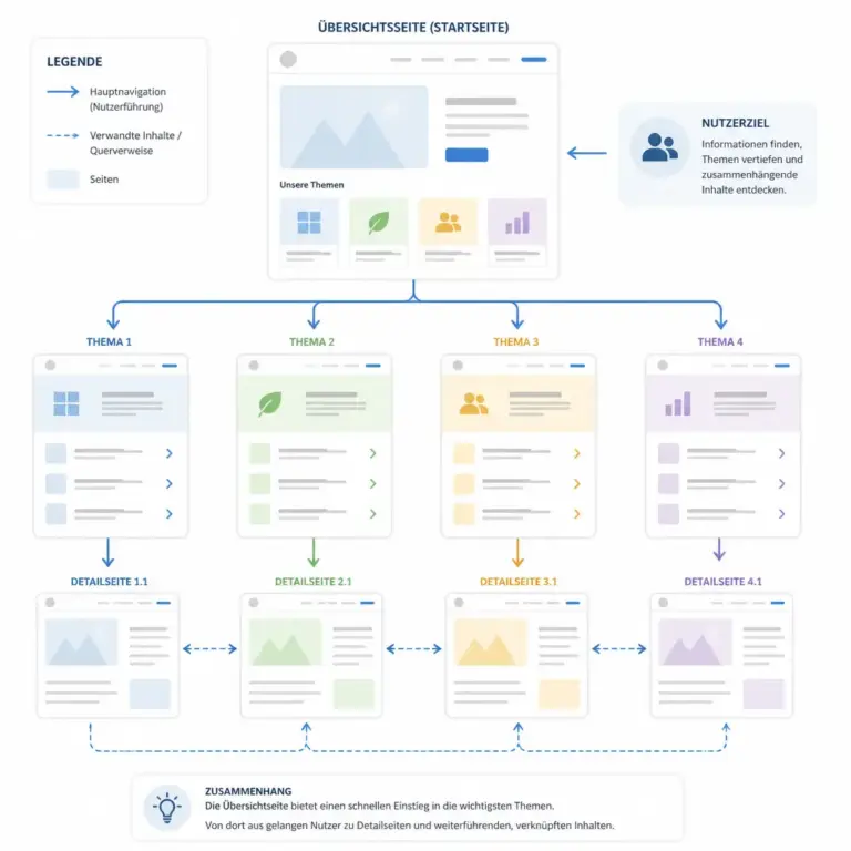 Infografik zu den Aufgaben interner Links fu00fcr Nutzerfu00fchrung und Website-Struktur