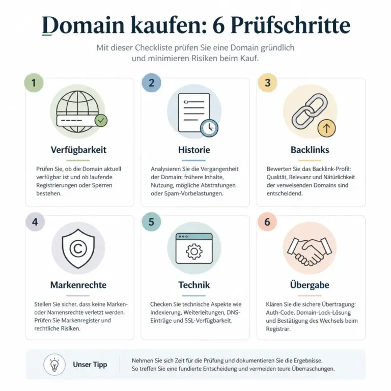 Sechs Pru00fcfschritte fu00fcr den Kauf einer neuen Domain