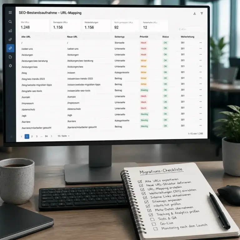 SEO-Bestandsaufnahme mit URL-Liste und Migrations-Checkliste