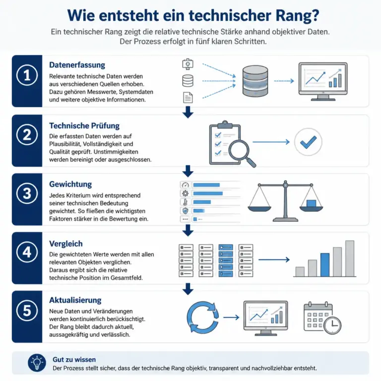 Fu00fcnfstufiger Prozess zur Entstehung eines technischen Rangs