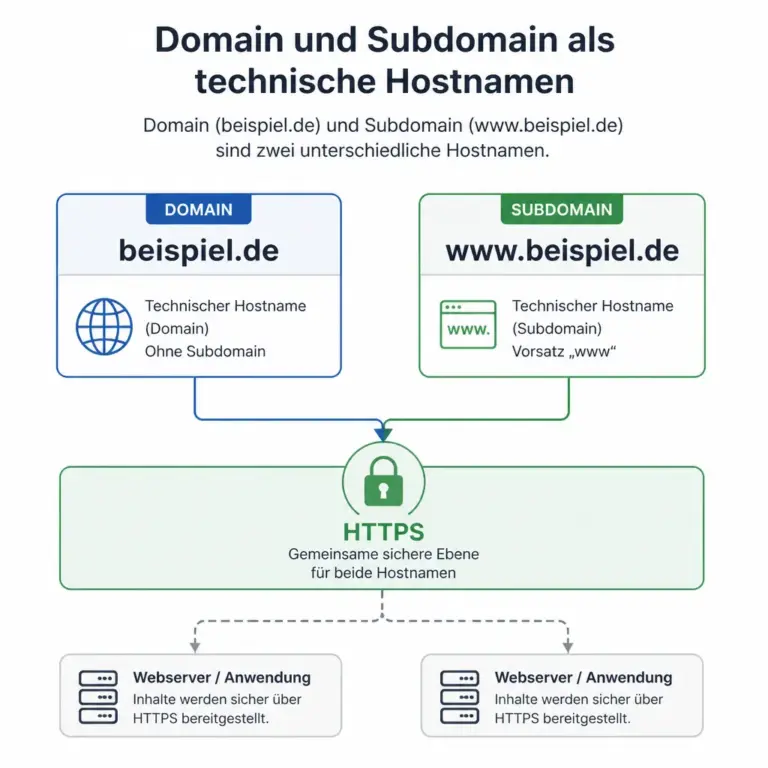 Die Root-Domain beispiel.de und die Subdomain www.beispiel.de im technischen Vergleich